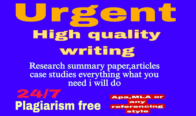 Gig Preview - Do urgent essay writing summary research reports articles essay editing