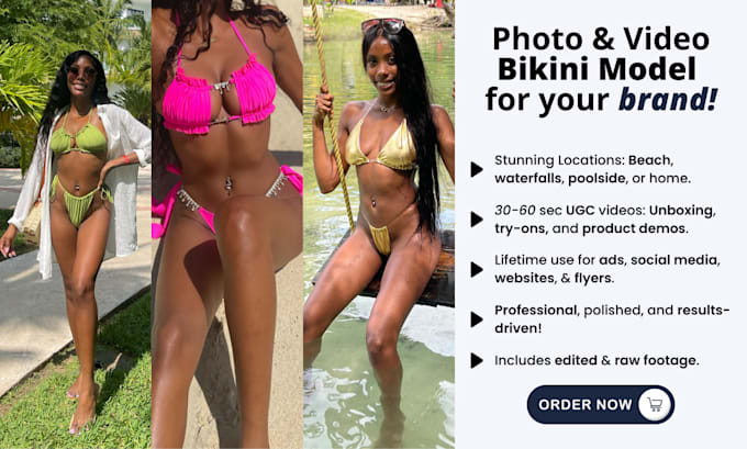 Gig Preview - Be your female bikini model ugc creator for your brand