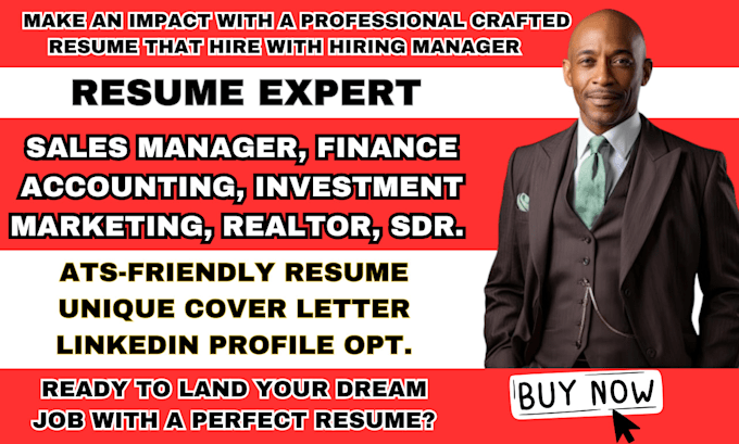 Gig Preview - Craft resume for finance, sales, marketing, accounting, tech sales, investment