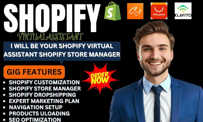 Gig Preview - Shopify virtual assistant shopify sales marketing expert shopify store manager