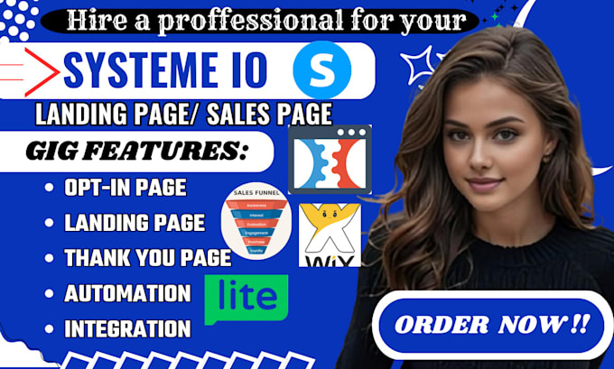 Gig Preview - Build landing page in systeme io, mailerlite, wix , clickfunnel