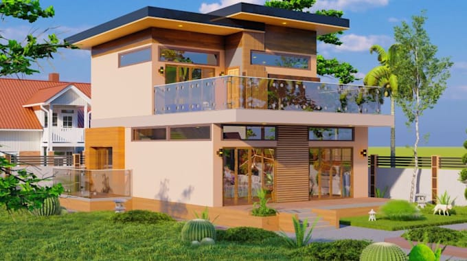 Gig Preview - Rebrand 3d modern house,luxury home decor,cgi livestock rendering,3d walkthrough