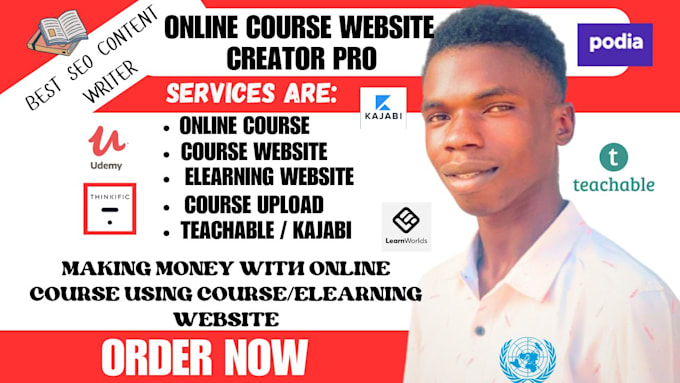 Gig Preview - Build online course website, elearning website, teachable, kajabi course upload