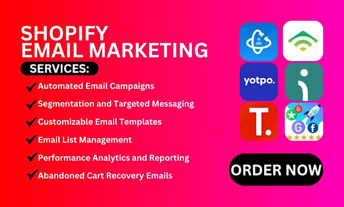 Gig Preview - Setup shopify email marketing using pop convert klaviyo yotpo omniscend trustoo