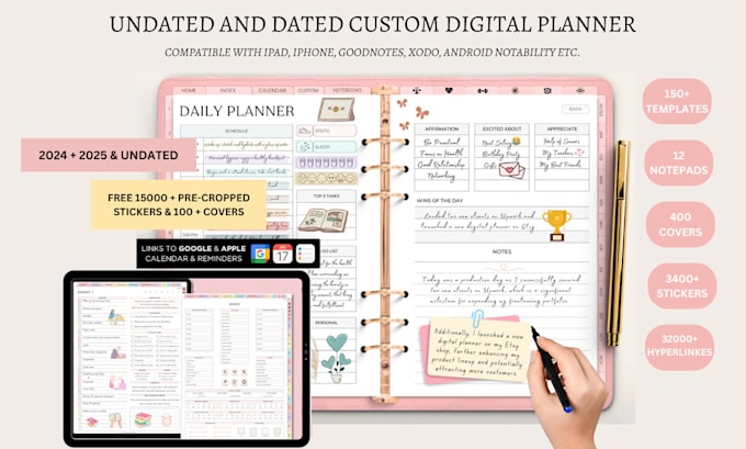 Gig Preview - Design etsy digital planner, etsy SEO, hyperlinked planner, digital products