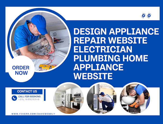 Gig Preview - Design appliance repair website electrician plumbing home appliance website