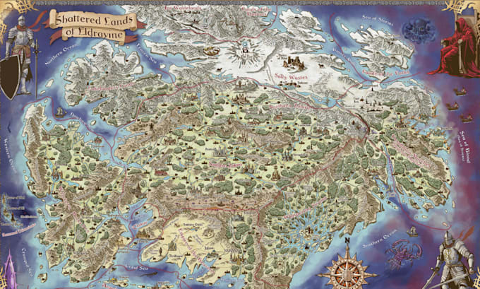 Gig Preview - Do fantasy game map, event, dnd battle map illustration, landscape rpg game map