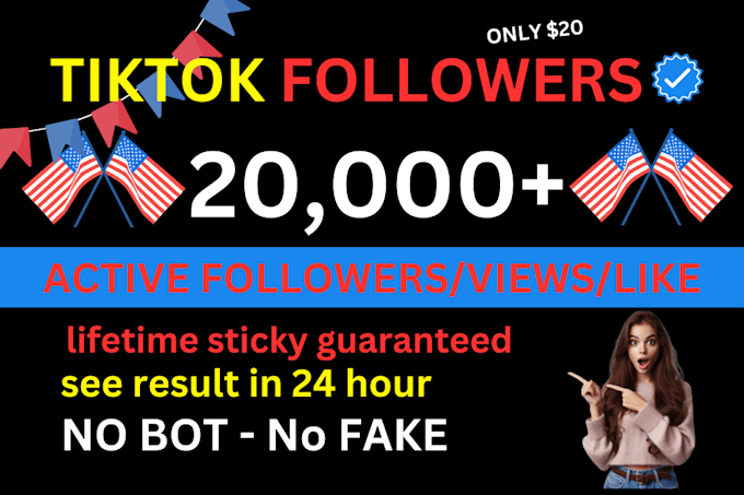 Gig Preview - Get fast 5000 real tiktok followers guarantee