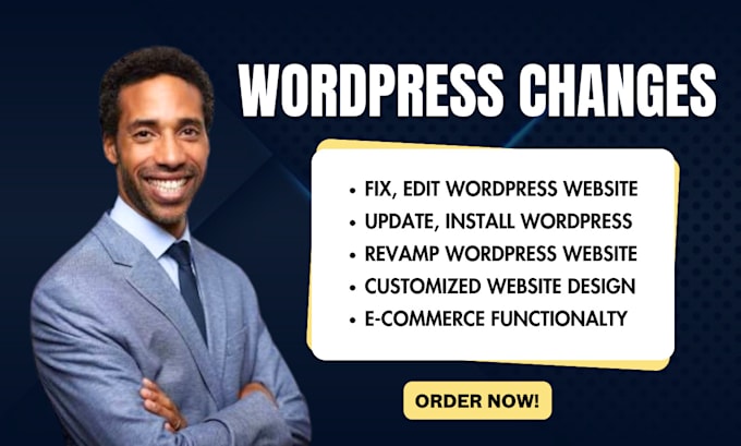 Gig Preview - Do wordpress changes, wordpress help, fix update edit install wordpress website