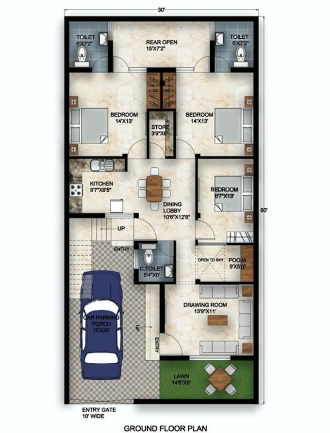 Gig Preview - Make 2d floor plans according to vaastu