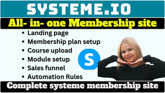 Gig Preview - Setup systeme io membership site for online course, ebook and coaching website