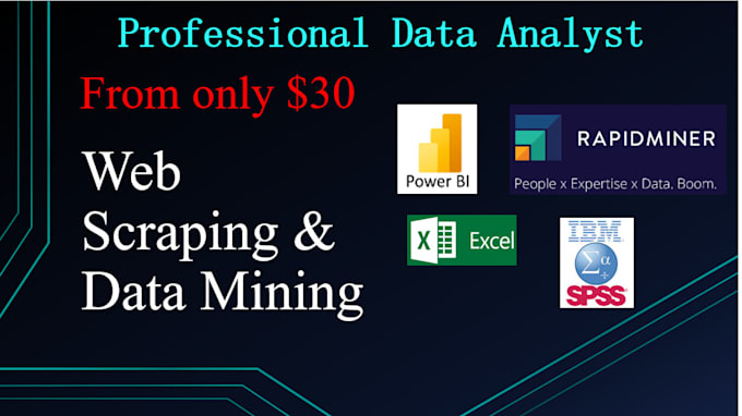 Gig Preview - Expert data mining and data analysis using rapidminer, python and excel