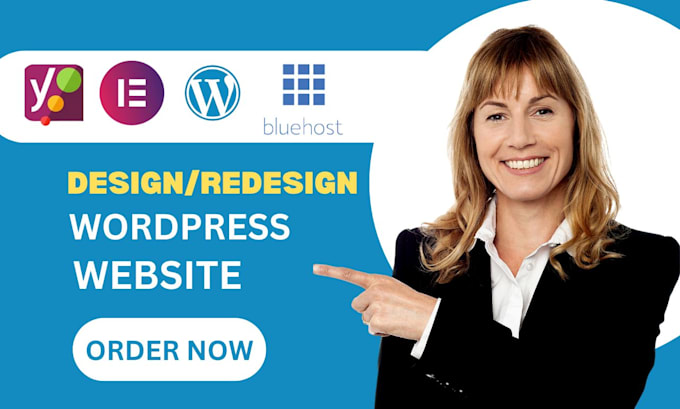 Gig Preview - Design wordpress website on bluehost namecheap hostinger design bluehost website