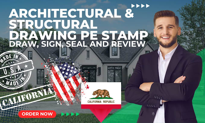 Gig Preview - Do USA pe stamp, architectural and structural engineering drawing, mep drawing