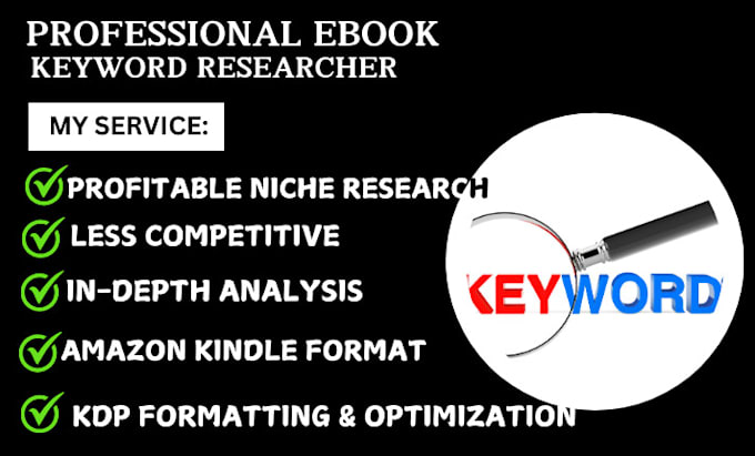 Gig Preview - Amazon kdp keyword research categories and do niche research kpd book and ebook