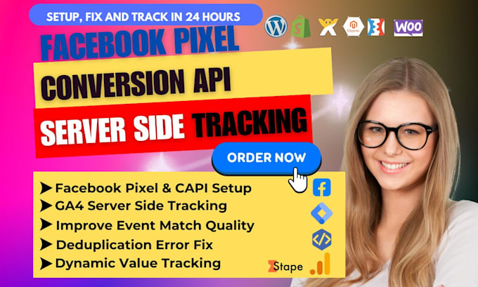 Gig Preview - Fix or setup meta facebook pixel, conversion API, ga4 server side tracking