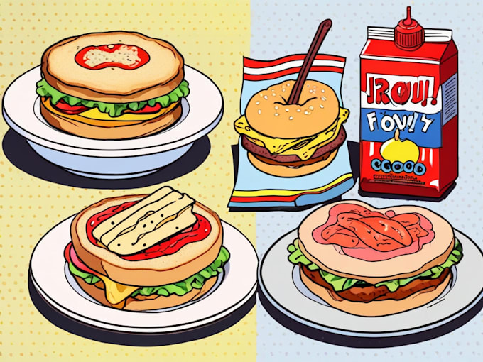 Gig Preview - Draw food in retro pop art roy lichtenstein style