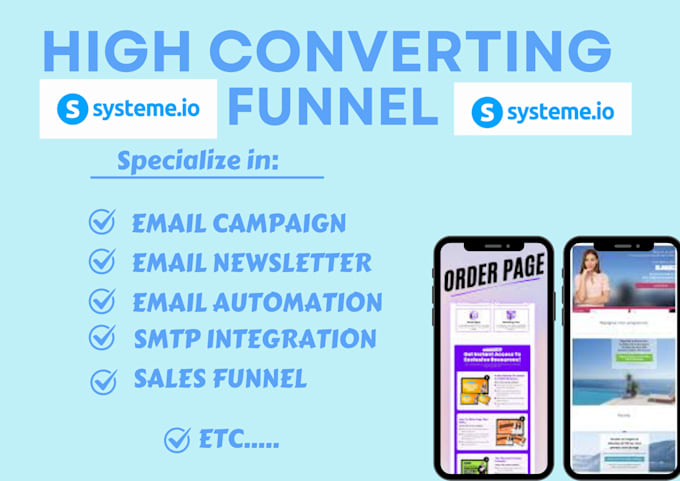 Gig Preview - Set up systeme io email newsletter  email campaign and SMTP integration