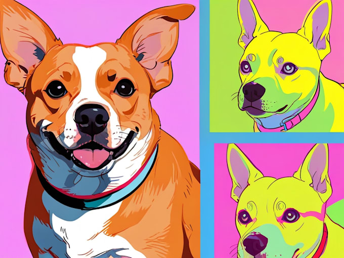 Gig Preview - Make custom pet portrait in pop art style