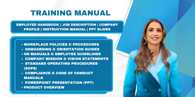 Gig Preview - Create employee handbook, job description, company profile, training manual, PPT