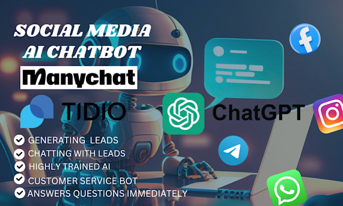 Gig Preview - Create facebook, instagram, telegram, whatsapp ai chatbot in manychat