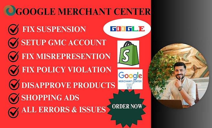 Gig Preview - Fix google merchant suspension misrepresentation shopping ads gtin code