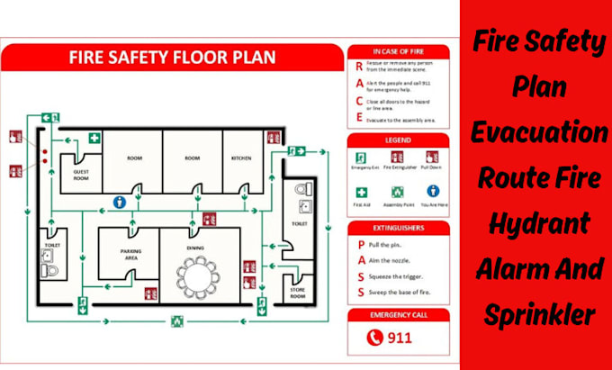 Gig Preview - Design fire safety plan, evacuation route, fire hydrant, alarm and sprinkler