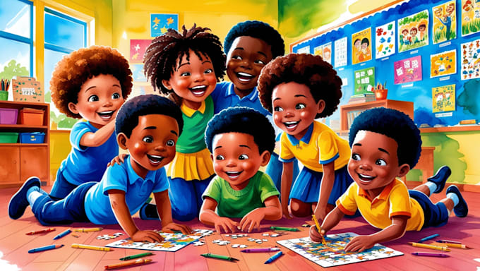 Gig Preview - Draw 3d african american children book illustration, book cover design, for KDP