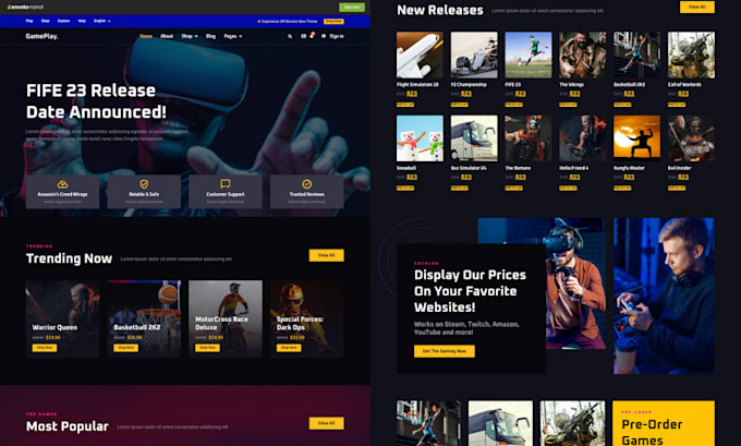 Gig Preview - Design video game shopify store video games website dropshipping gaming website