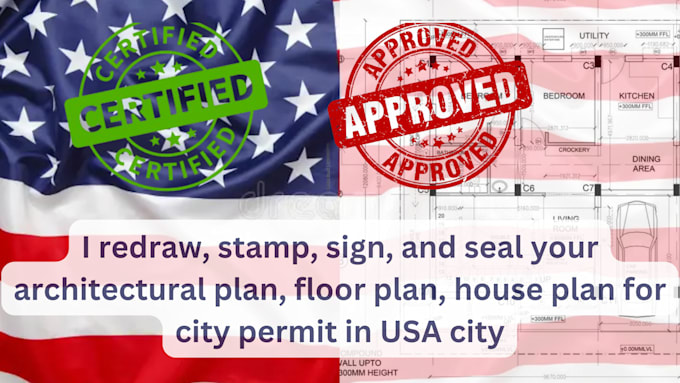 Gig Preview - Review, stamp, sign, seal all architectural plans, for city permit in USA city