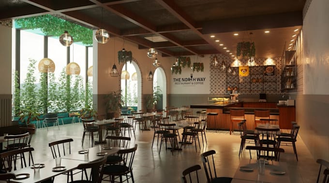 Gig Preview - Craft restaurant architectural design, render hq  4k, 8k bar, shop,villa, cabana