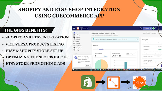 Gig Preview - Integrate shopify store with etsy via cedcommerce etsy auto ds integration app