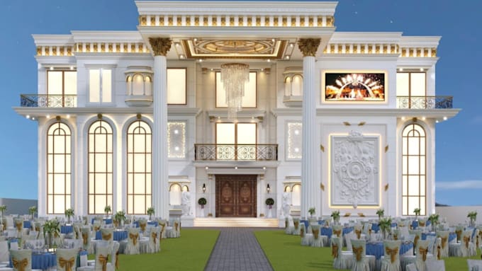 Bestseller - do cgi 3d hall, wedding hall, event centre, basement, carpark with 2d floor plan