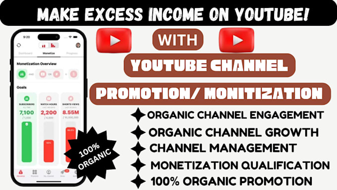 Bestseller - do organic youtube channel promotion for channel and video monetization