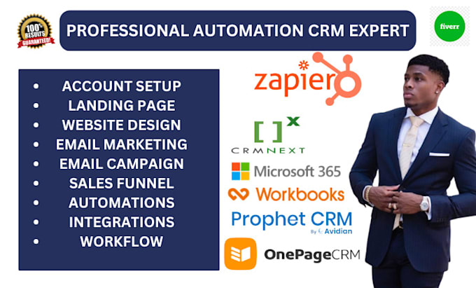 Gig Preview - Setup zapier and onepagecrm crmnext prophetcrm workbooks microsoft 365 crm