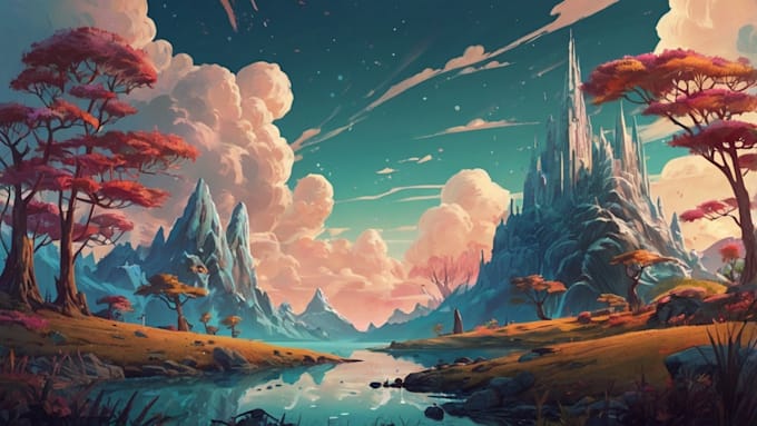 Gig Preview - Make a background illustration and a fantastical landscape