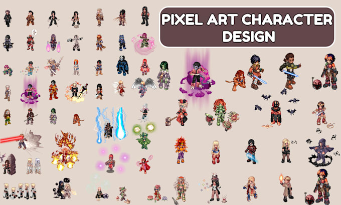 Gig Preview - Create pixel art character illustration sprite sheet animation rpg maker pokemon