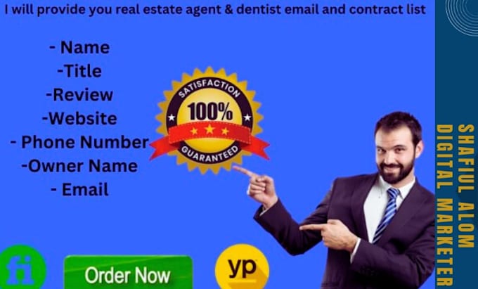 Gig Preview - Provide you realestate agent,dentist email and contract list