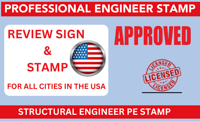 Gig Preview - Digital stamp pe tamp sign and permit drawings for USA states and others