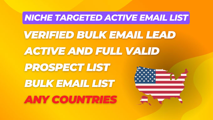 Gig Preview - Provide niche targeted active bulk email list and verified USA consumer leads