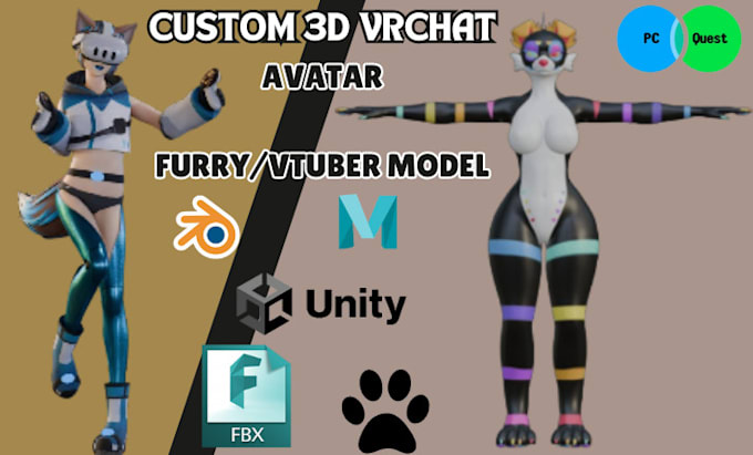 Gig Preview - Custom vrchat avatar 3d furry model vrc avatar 3d model vtuber model