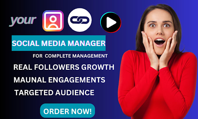 Gig Preview - Manage instagram and tiktok marketing to promote grow and engage followers