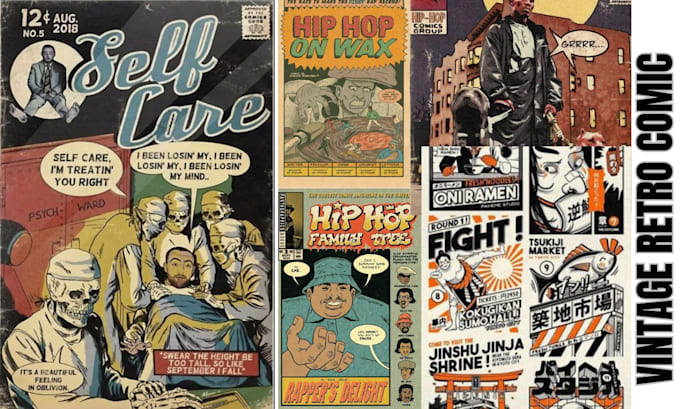 Gig Preview - Retro comic page cover vintage comic illustration 70s design in comic style