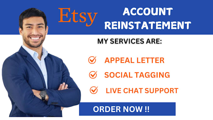 Gig Preview - Do etsy shop reinstatement to reopen etsy lift suspension account etsy appeal