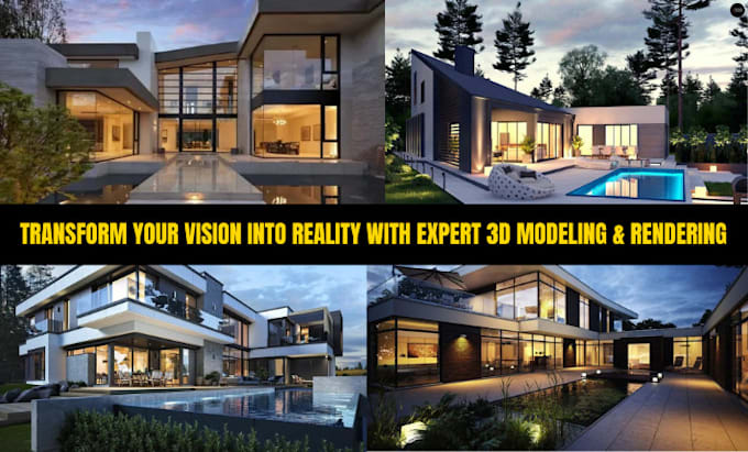 Gig Preview - Do 3d model house 3d exterior home interior design 3d architectural rendering