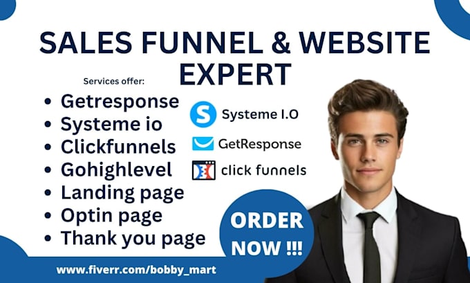 Gig Preview - Build sales funnel gohighlevel, systeme io, sales funnels website, clickfunnels