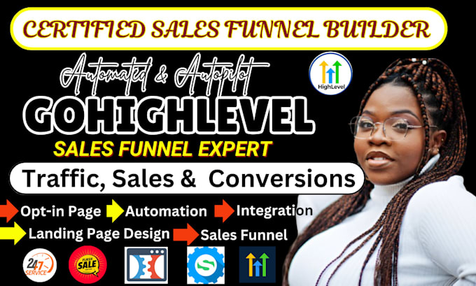 Gig Preview - Gohighlevel sales funnel, mailerlite automation, kartra, systeme io landing page