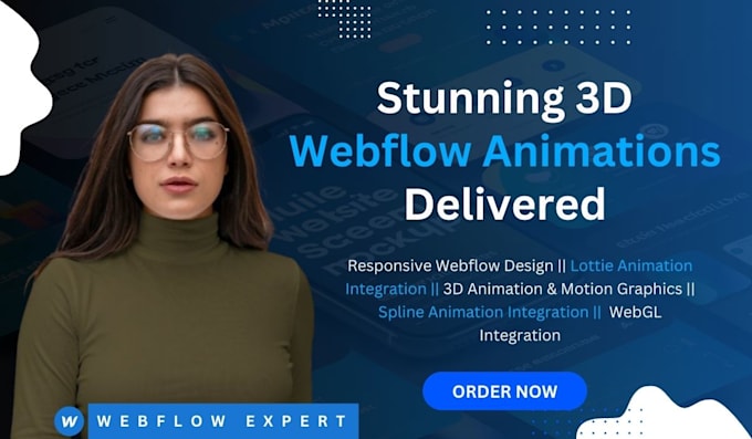 Gig Preview - 3d animated webflow website 3d webflow spline animation webflow lottie animation