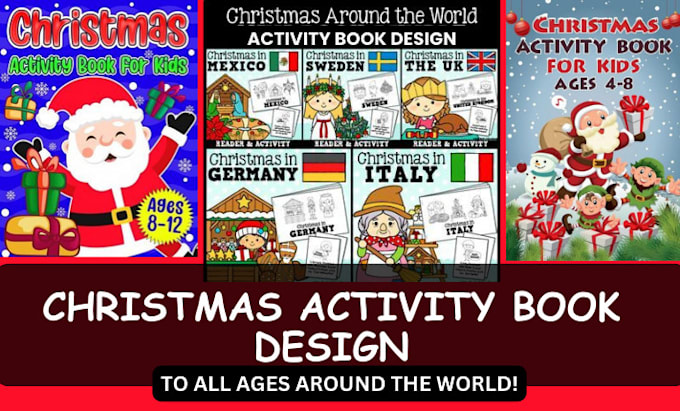 Gig Preview - Design christmas kids coloring book, activity book, workbook for KDP