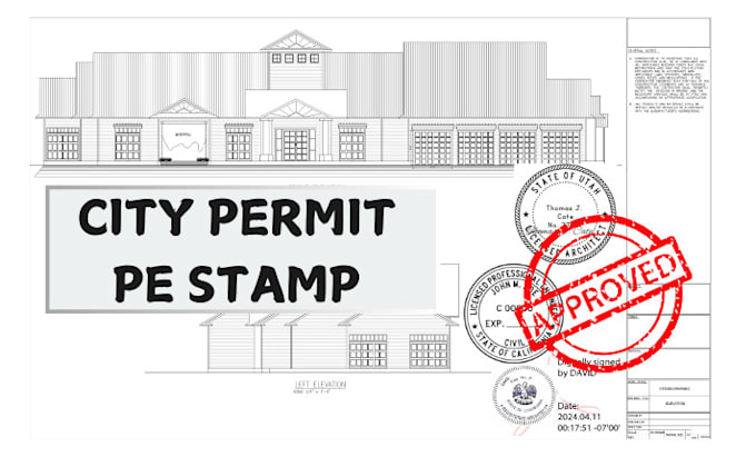 Gig Preview - California texas arizona utah pe stamp city permit, structural floor plan design